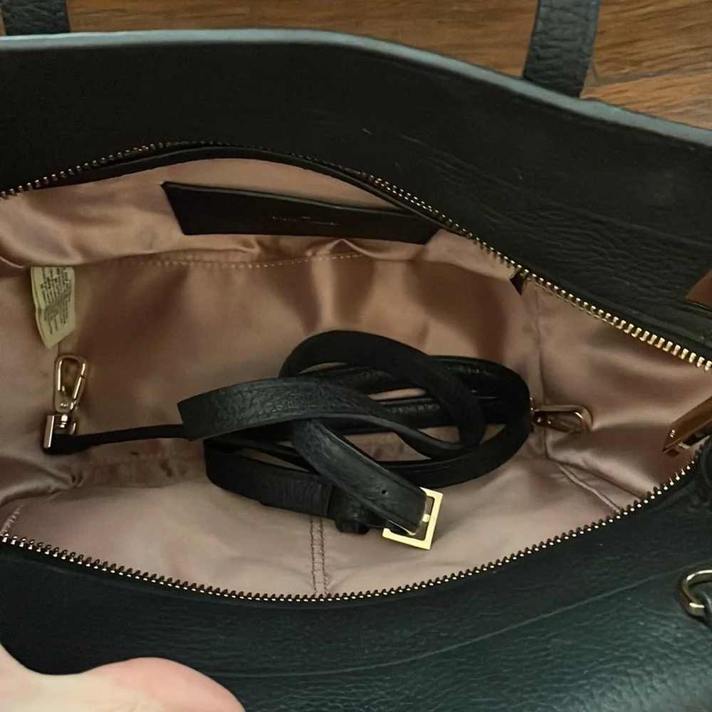 Kate Spade Madison Avenue Abigail black purse with leather flowers embellished_3